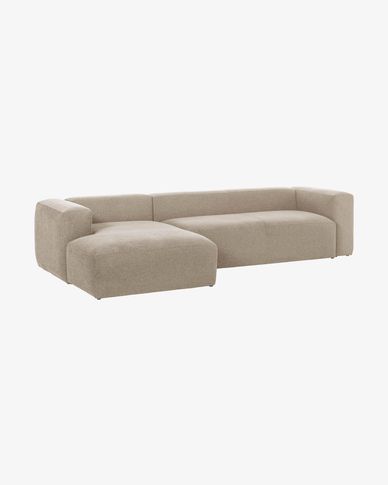Blok 4 seater sofa with left-hand chaise longue in beige, 330 cm