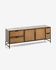 Kyoko TV stand in solid fir, wicker and black-finished steel 150 x 55 cm