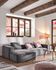 Blok 3 seater sofa with left-hand chaise longue in grey corduroy, 300 cm