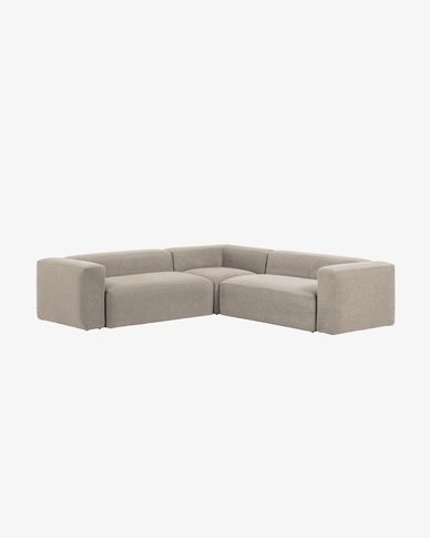 Blok 4 seater corner sofa in beige, 290 x 290 cm