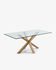 Argo glass table with steel legs with wood-effect finish 200 x 100 cm