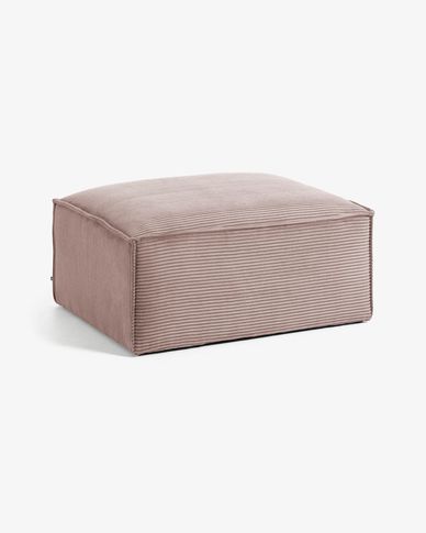 Blok footrest in pink wide seam corduroy, 90 x 70 cm