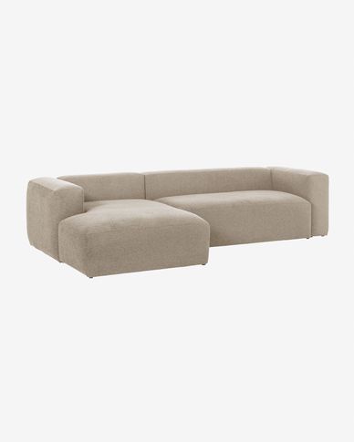Blok 3 seater sofa with left-hand chaise longue in beige, 300 cm