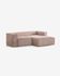Blok 2-seater sofa with right-hand chaise longue in pink corduroy 240 cm