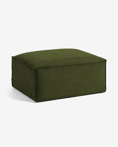 Blok footrest in green wide seam corduroy, 90 x 70 cm