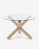 Lotus round glass table with solid oak legs Ø 120 cm