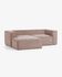 Blok 2-seater sofa with left-hand chaise longue in pink corduroy 240 cm