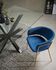 Runnie blue velvet chair with steel legs and gold finish