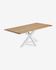 Argo oak veneer table with natural finish and steel legs with white finish 220 x 100 cm