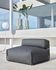 Square modular 100% outdoor sofa pouffe w/ backrest, dark grey, black aluminium, 101x101cm