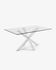 Argo glass table with steel legs with white finish 180 x 100 cm
