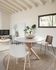 Full Argo round Ø 119 cm white melamine table with steel legs with wood-effect finish