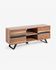Uxia TV stand in solid acacia and black-finished steel 160 x 65 cm